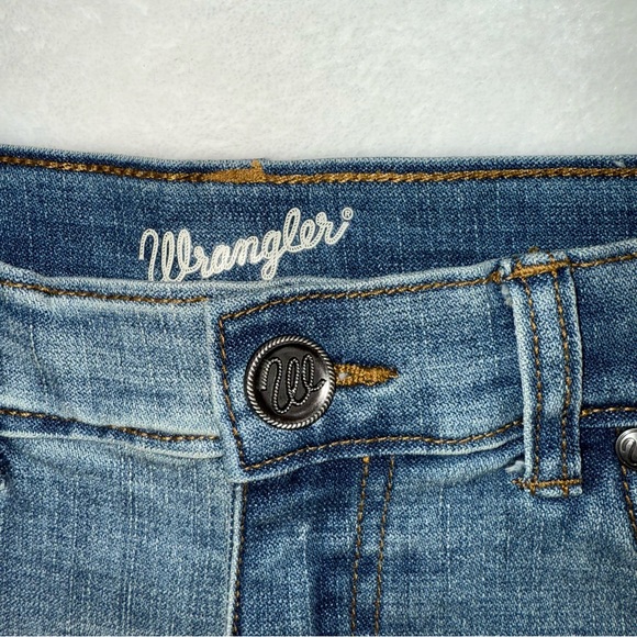 Texas Longhorns Wrangler Denim Blue Jean Cutoff Distressed Shorts Women's Sz 11 - Picture 10 of 11